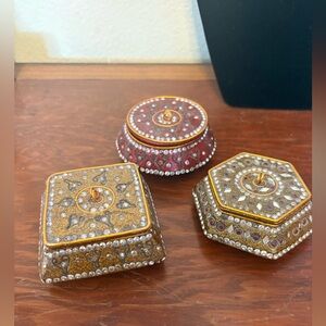 Elegant Trio of Embellished Trinket Boxes